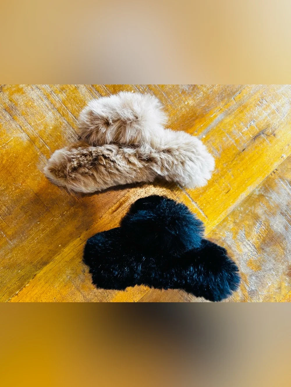 Faux Fur Hair Clips - Black & Tan Hair Clips